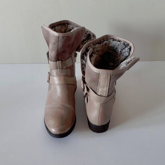 NWOT Baretraps taupe khaki tan faux fur lined leather boots, 10 - Picture 10 of 13